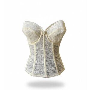 Dominique Hannah Ivory Lace Longline Bridal Bustier Bra - Size 34D NWOT